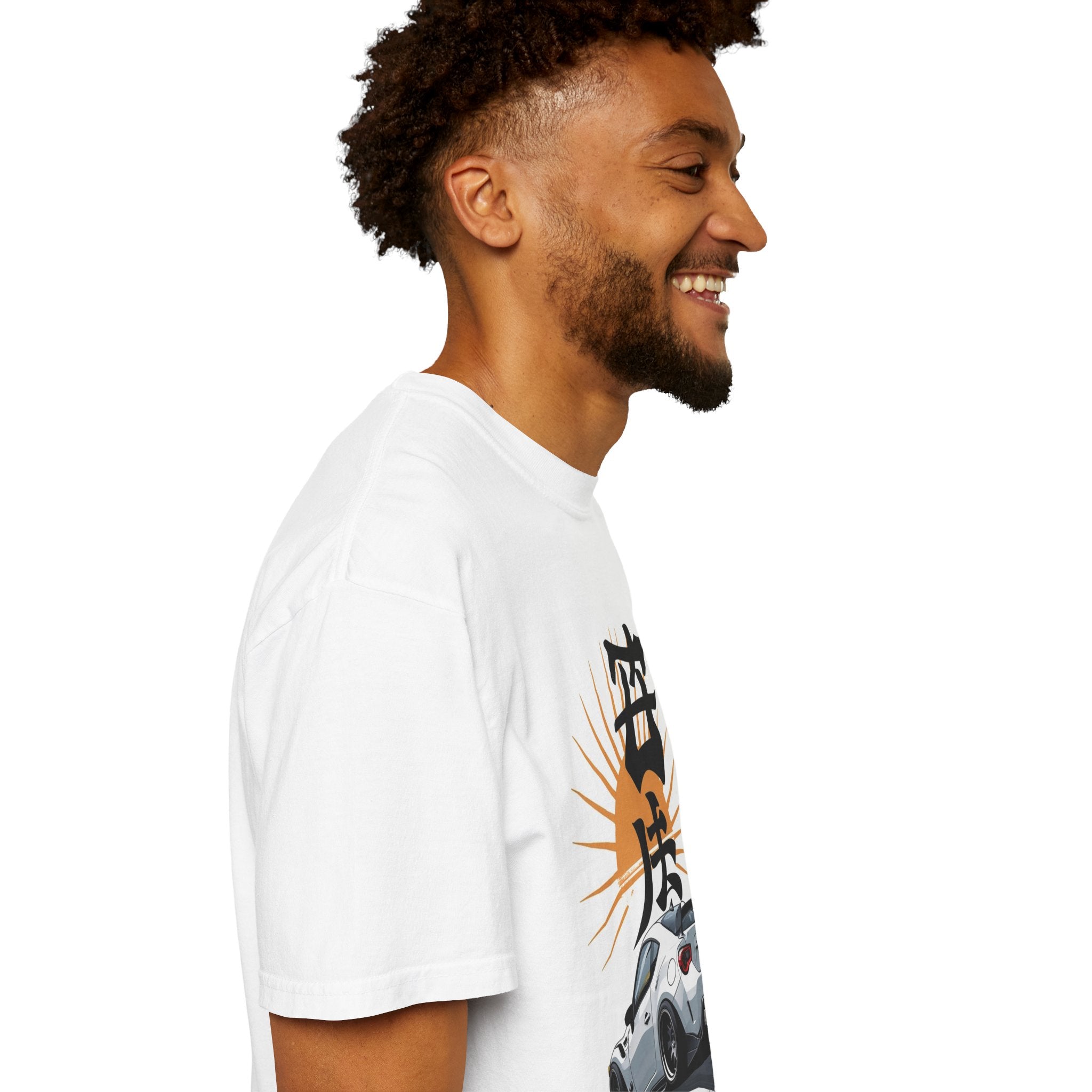 Car Sunset Tee — Japanese Kanji Racing Graphic T-Shirt