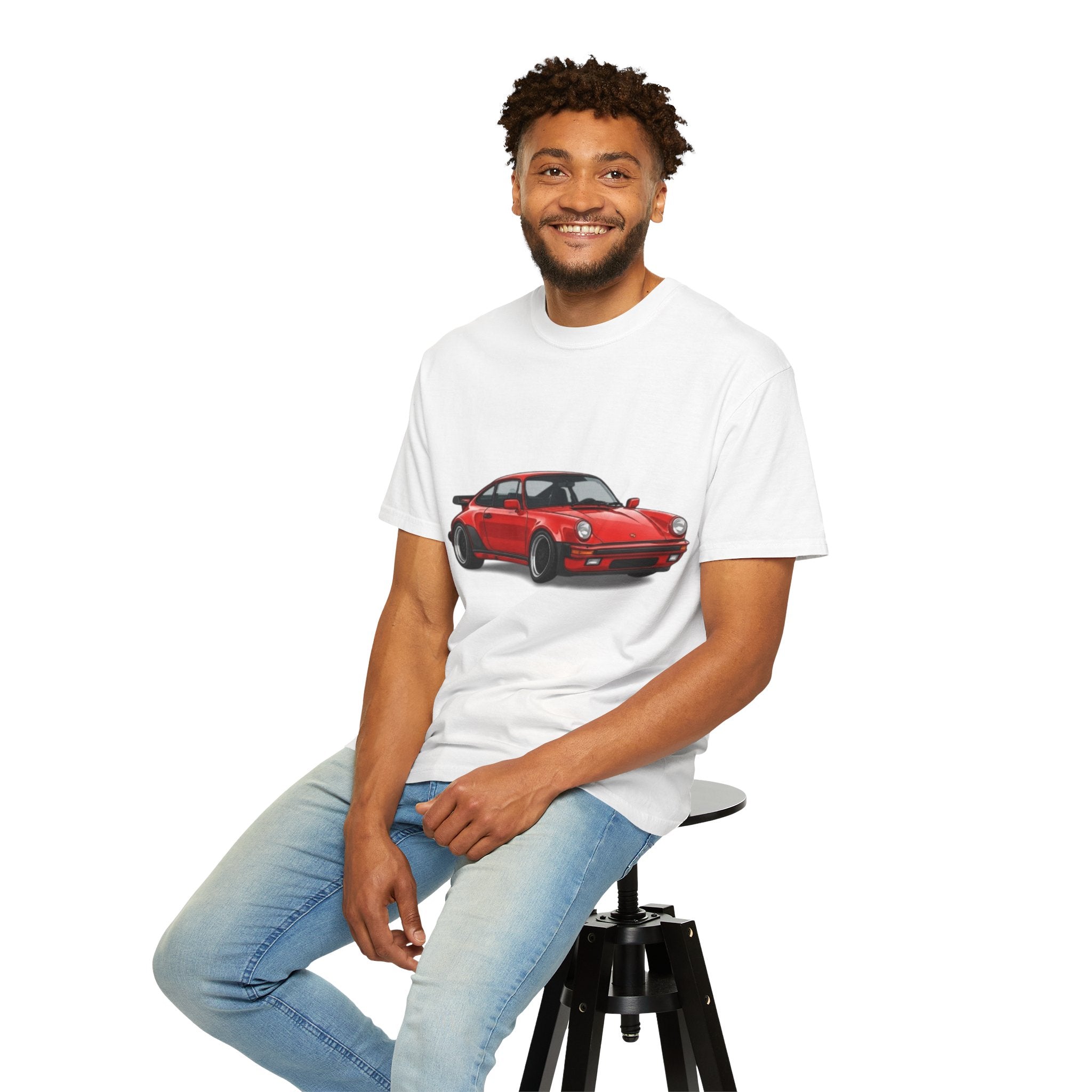 Vintage Red Sports Car T-Shirt — Retro Porsche Illustration Tee