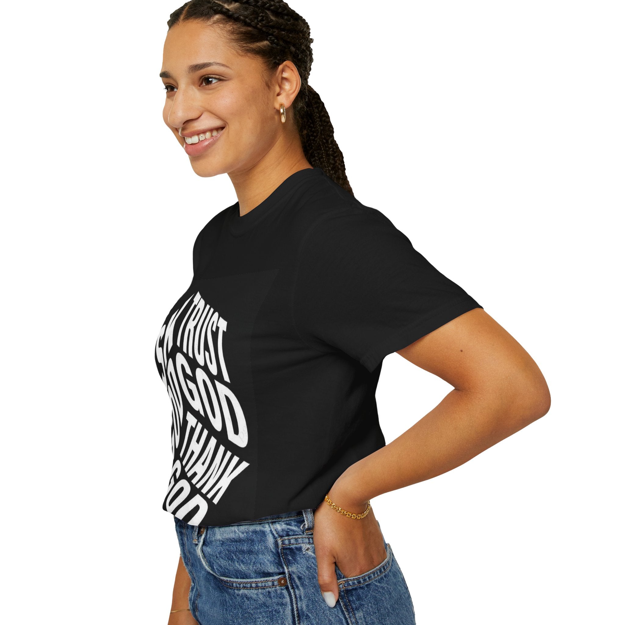 Faith Graphic T-Shirt — "Ask Trust God Thank God" Inspirational Tee