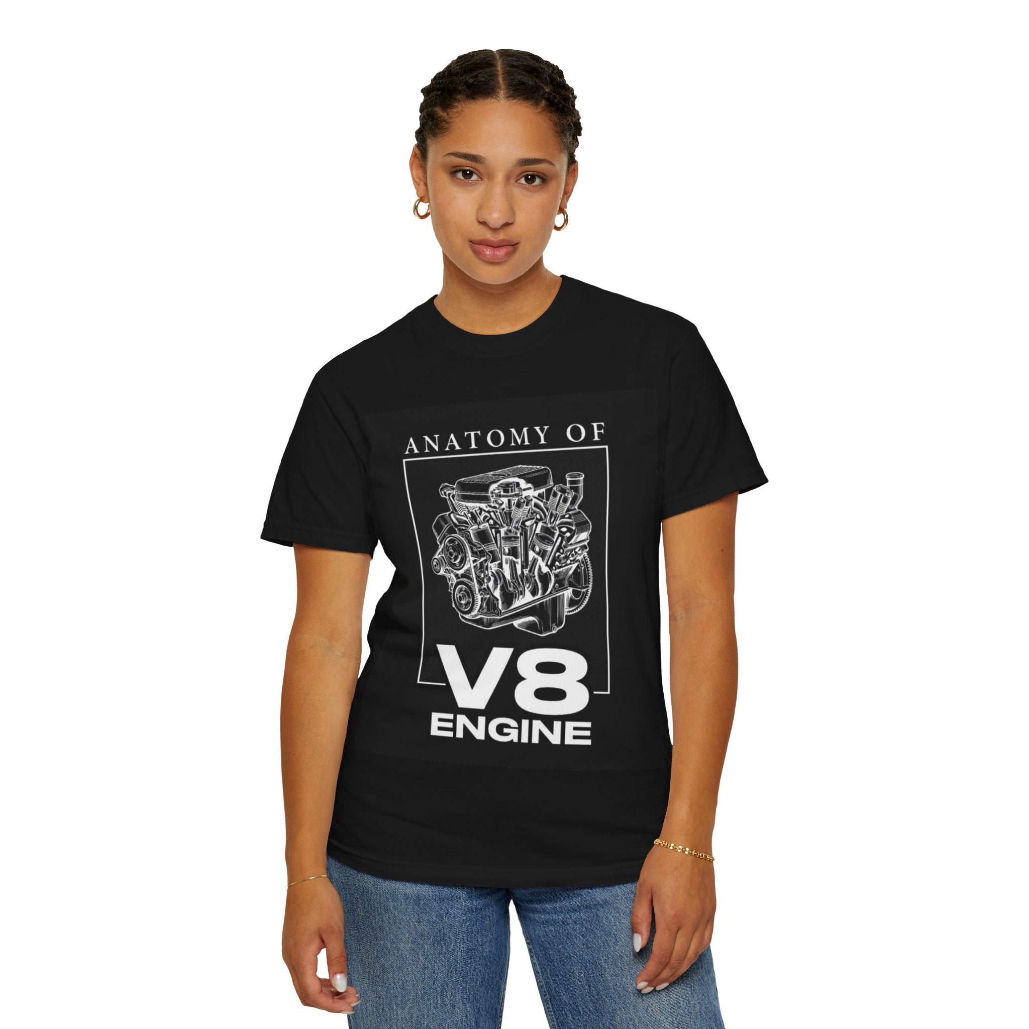 V8 Engine Anatomy TāShirt ā Vintage Car Mechanic Tee