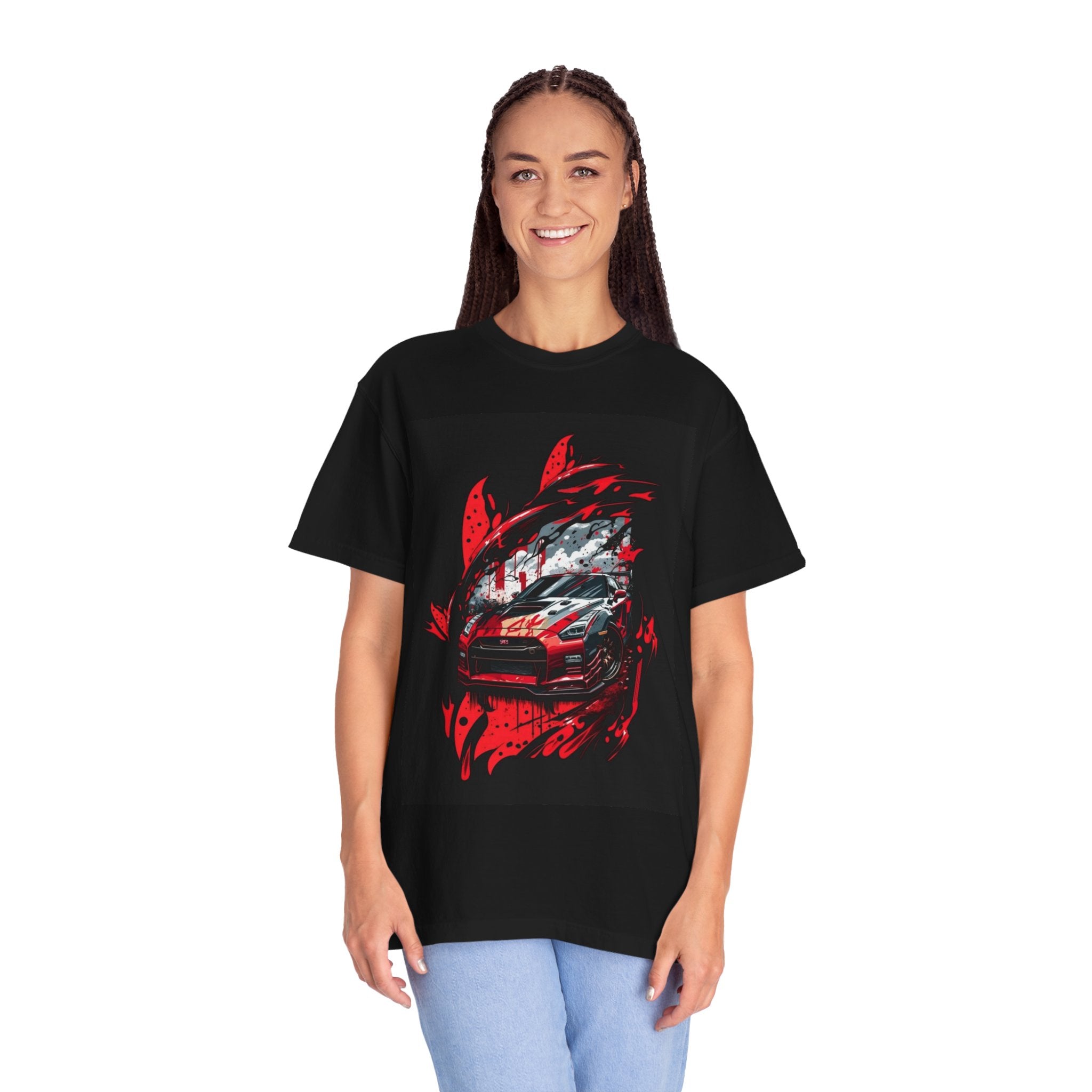 Racing Car Graphic T-Shirt — Red Sport Car Illustration