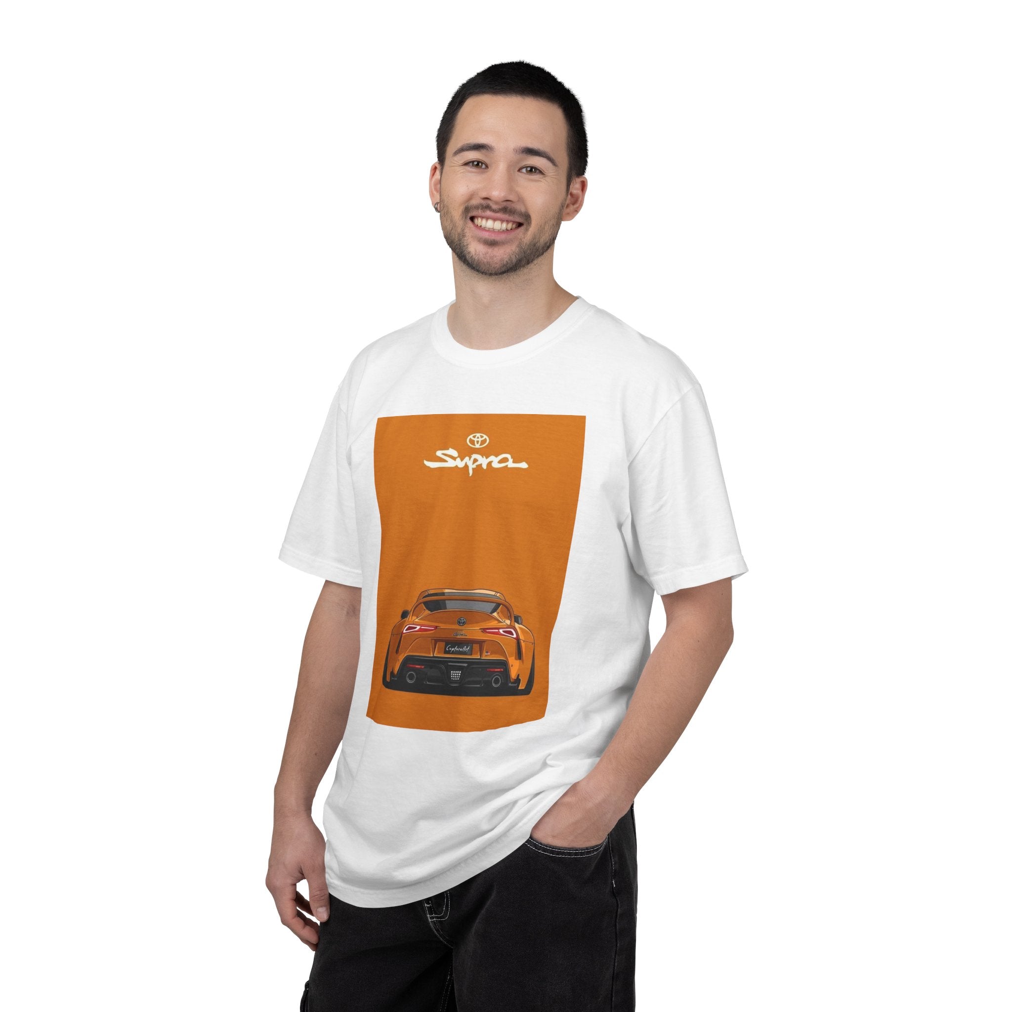 Supra Rear-View Sports Car T-Shirt — Vintage Orange Graphic