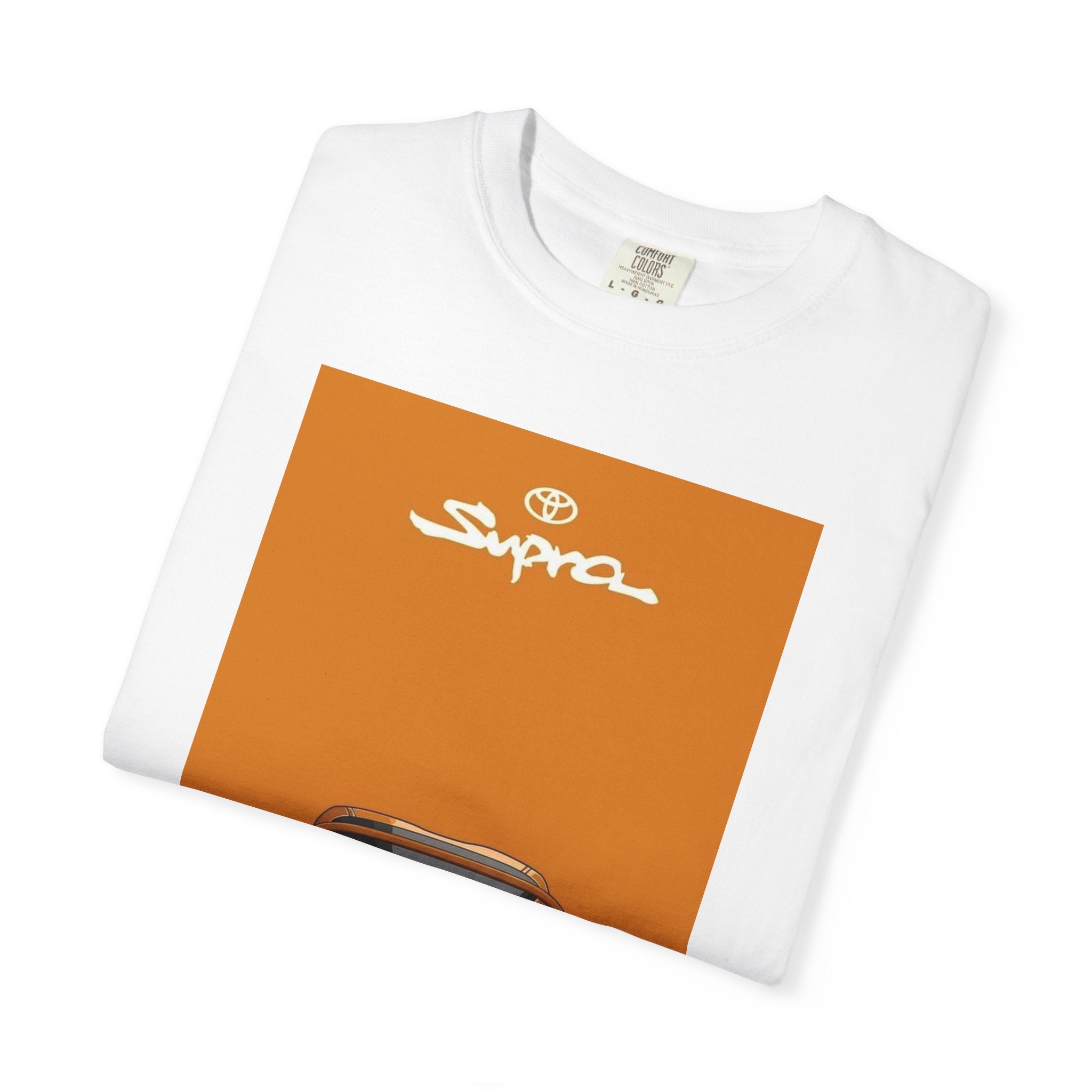 Supra Rear-View Sports Car T-Shirt — Vintage Orange Graphic