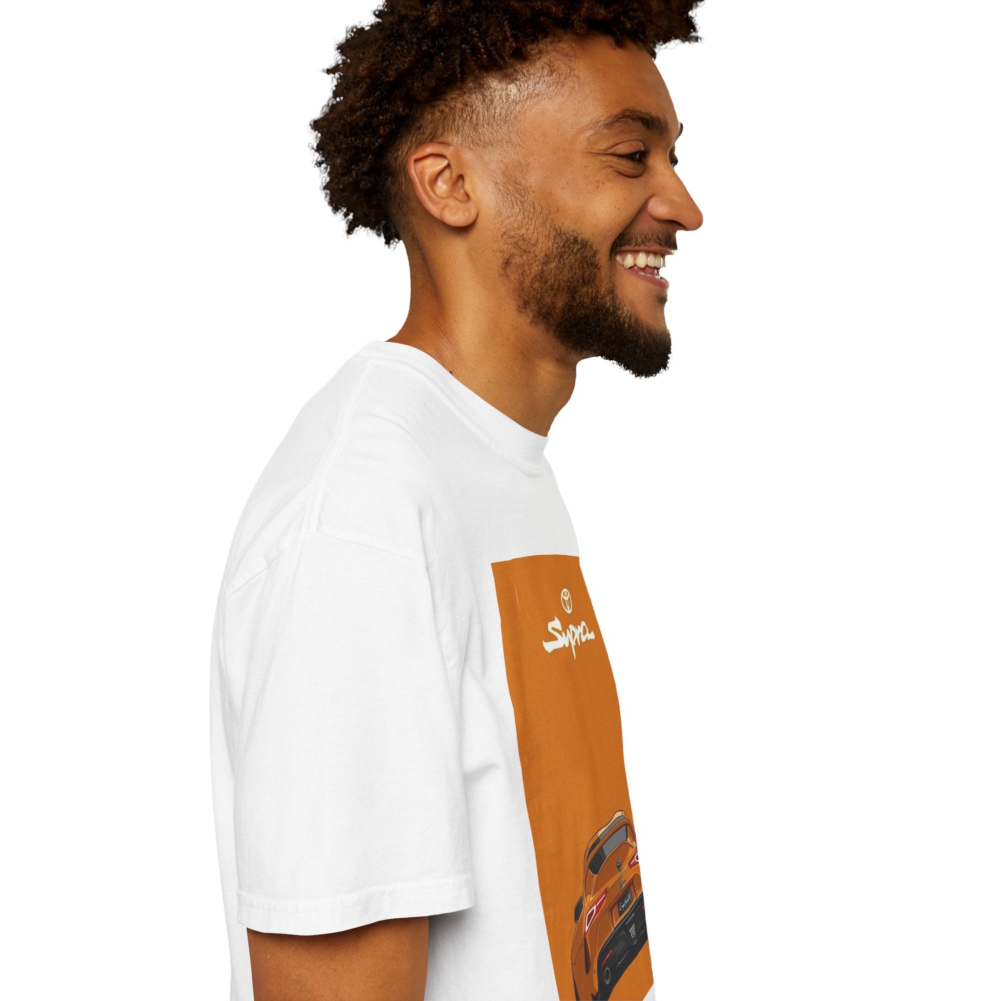 Supra Rear-View Sports Car T-Shirt — Vintage Orange Graphic