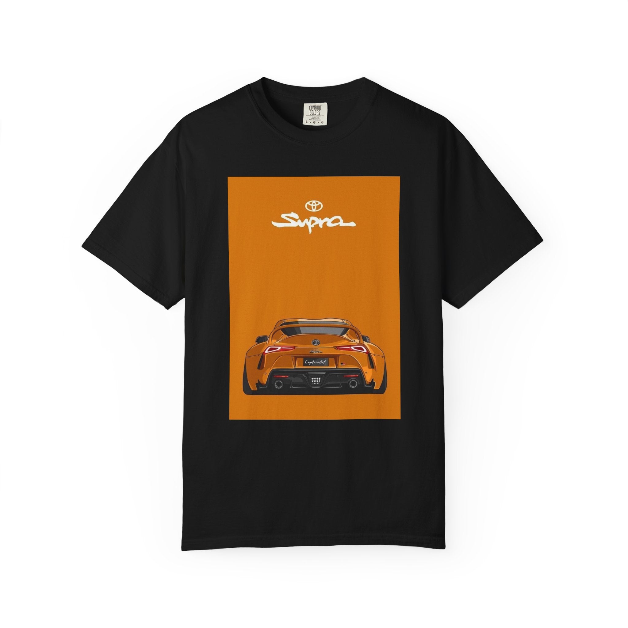 Supra Rear-View Sports Car T-Shirt — Vintage Orange Graphic