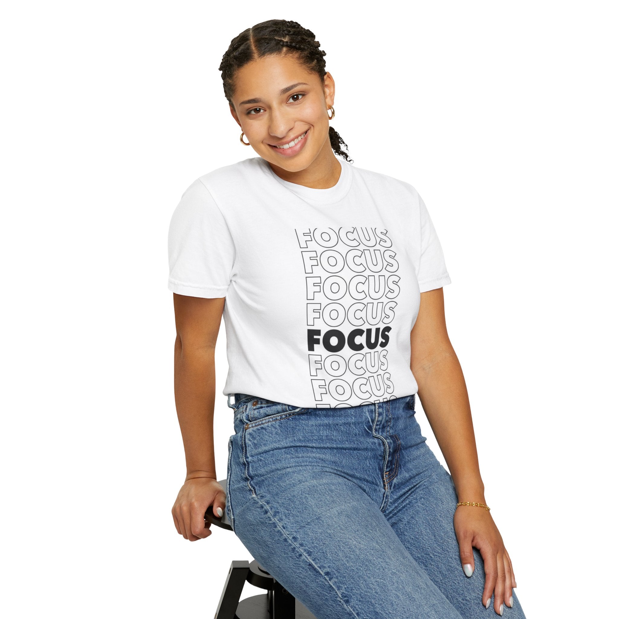 Focus Repetition T-Shirt — Motivational Graphic Tee ("Focus")