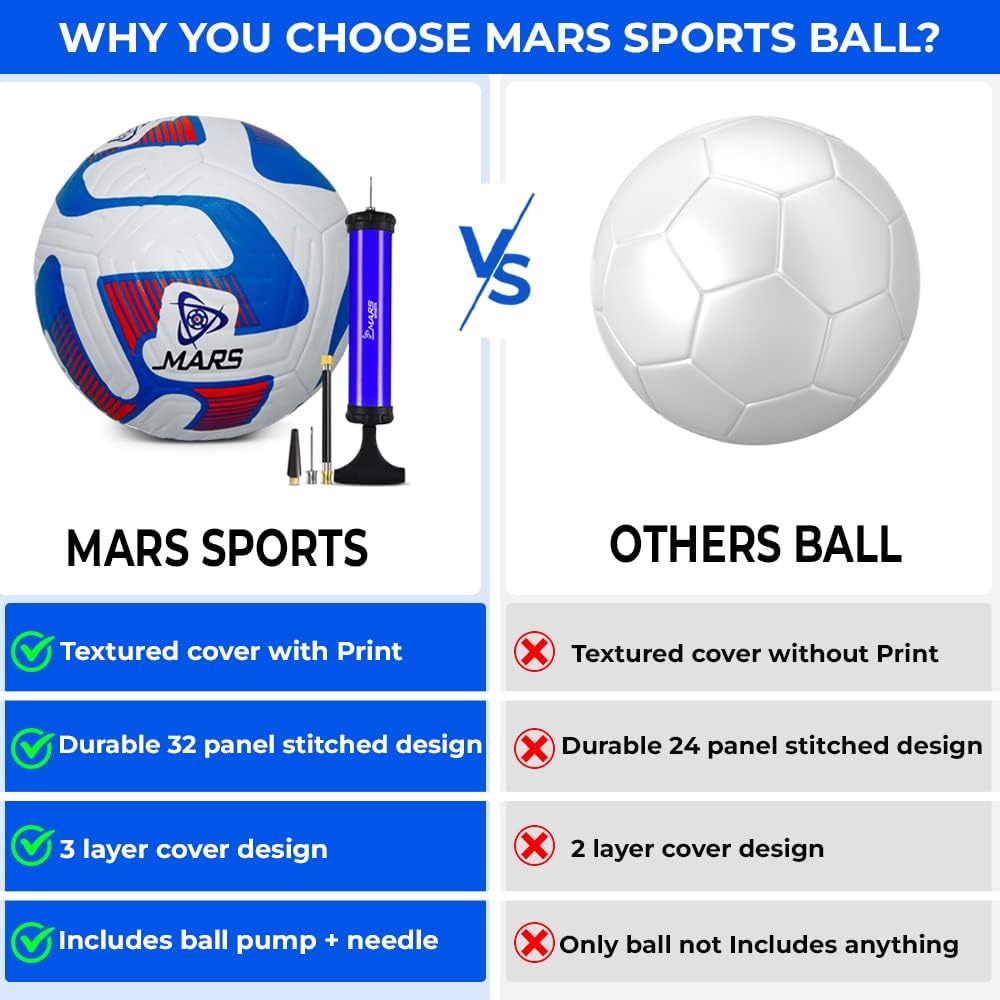 Mars Sports Football Soccer Ball with Air Pump & Accessories