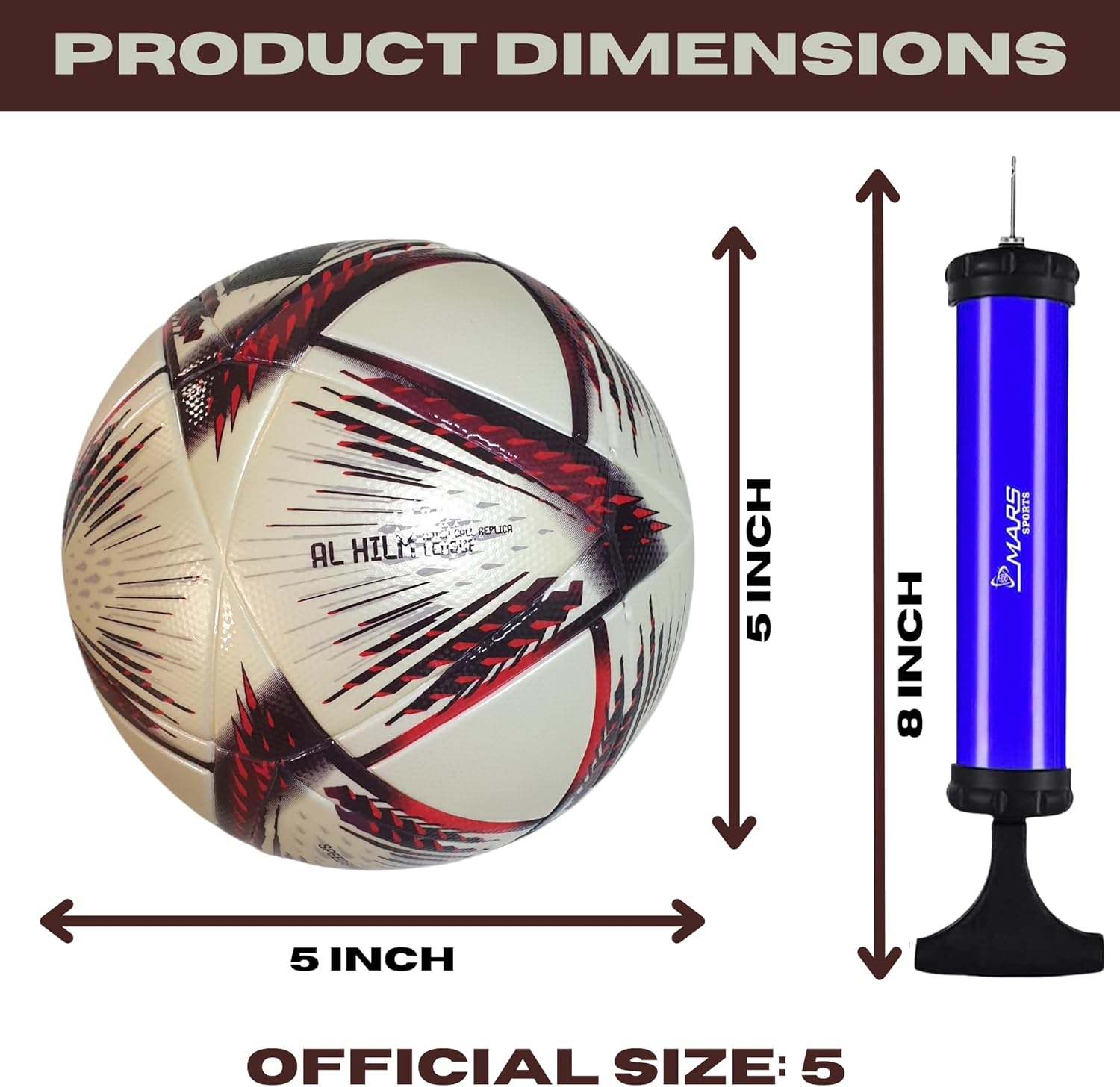 Mars Sports Football Soccer Ball with Air Pump & Accessories