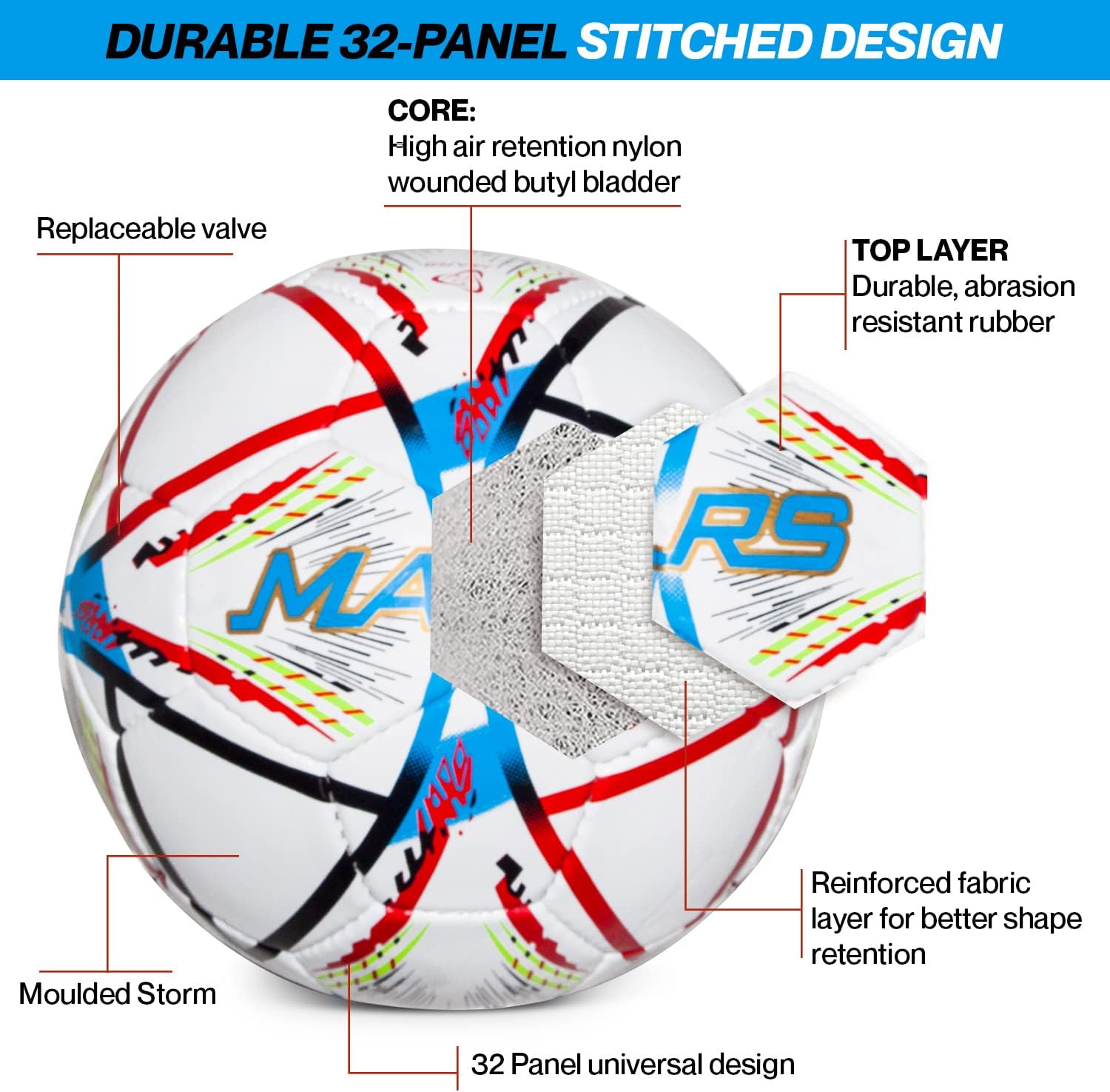 Mars Sports Football with Air Pump & Accessories