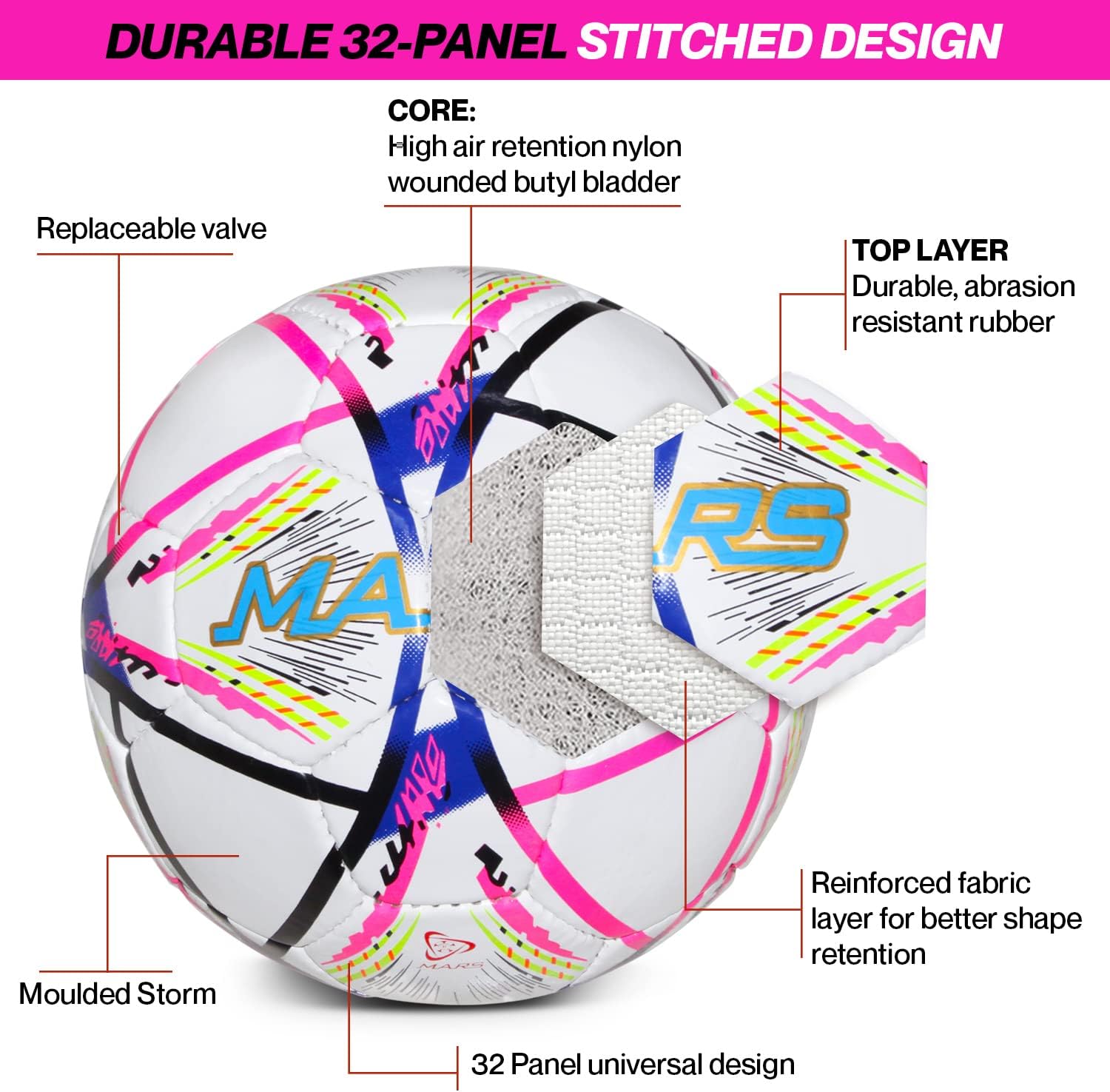 Mars Sports Football with Air Pump & Accessories