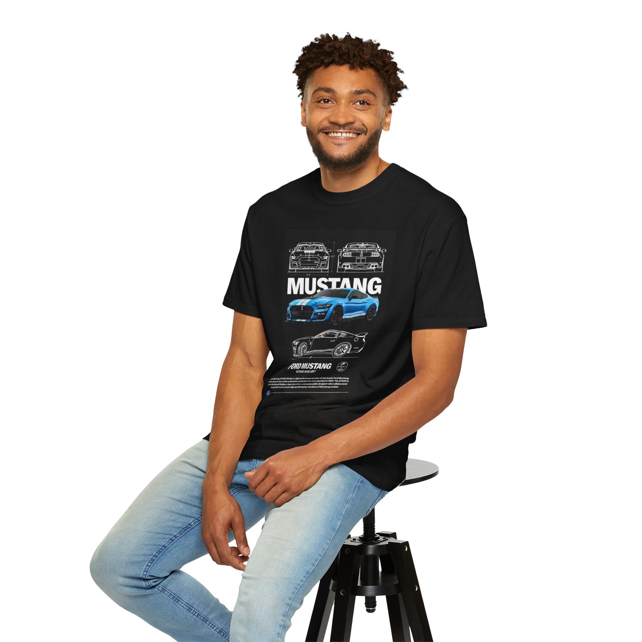 Mustang Blueprint T-Shirt — Vintage Ford Mustang Illustration Tee