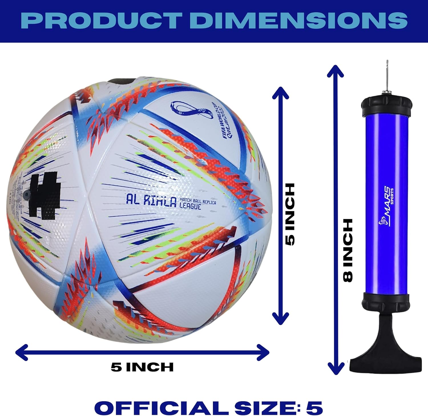 Mars Sports Football Soccer Ball with Air Pump & Accessories