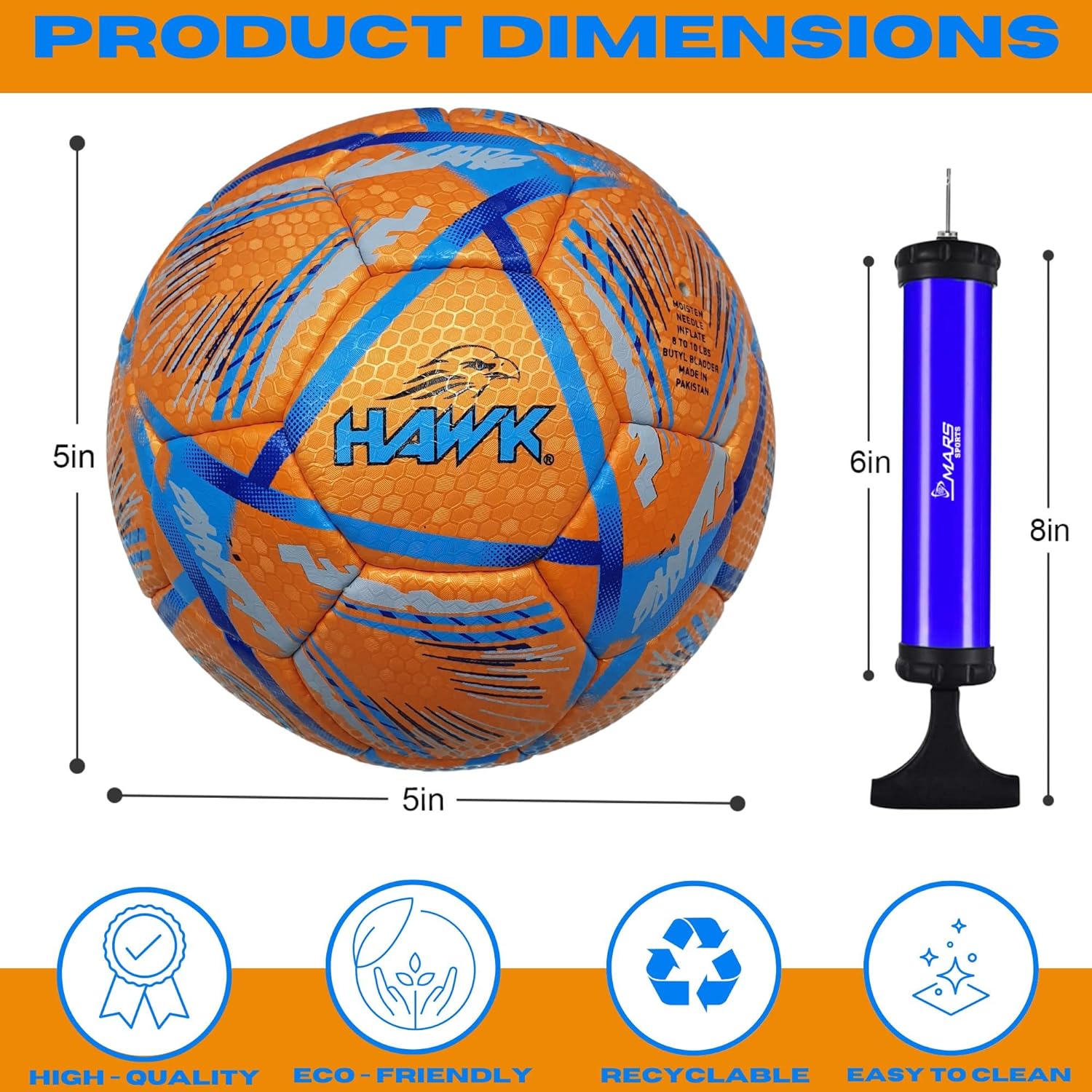 Hawk Match Football Soccer Ball with Air Pump & Accessories