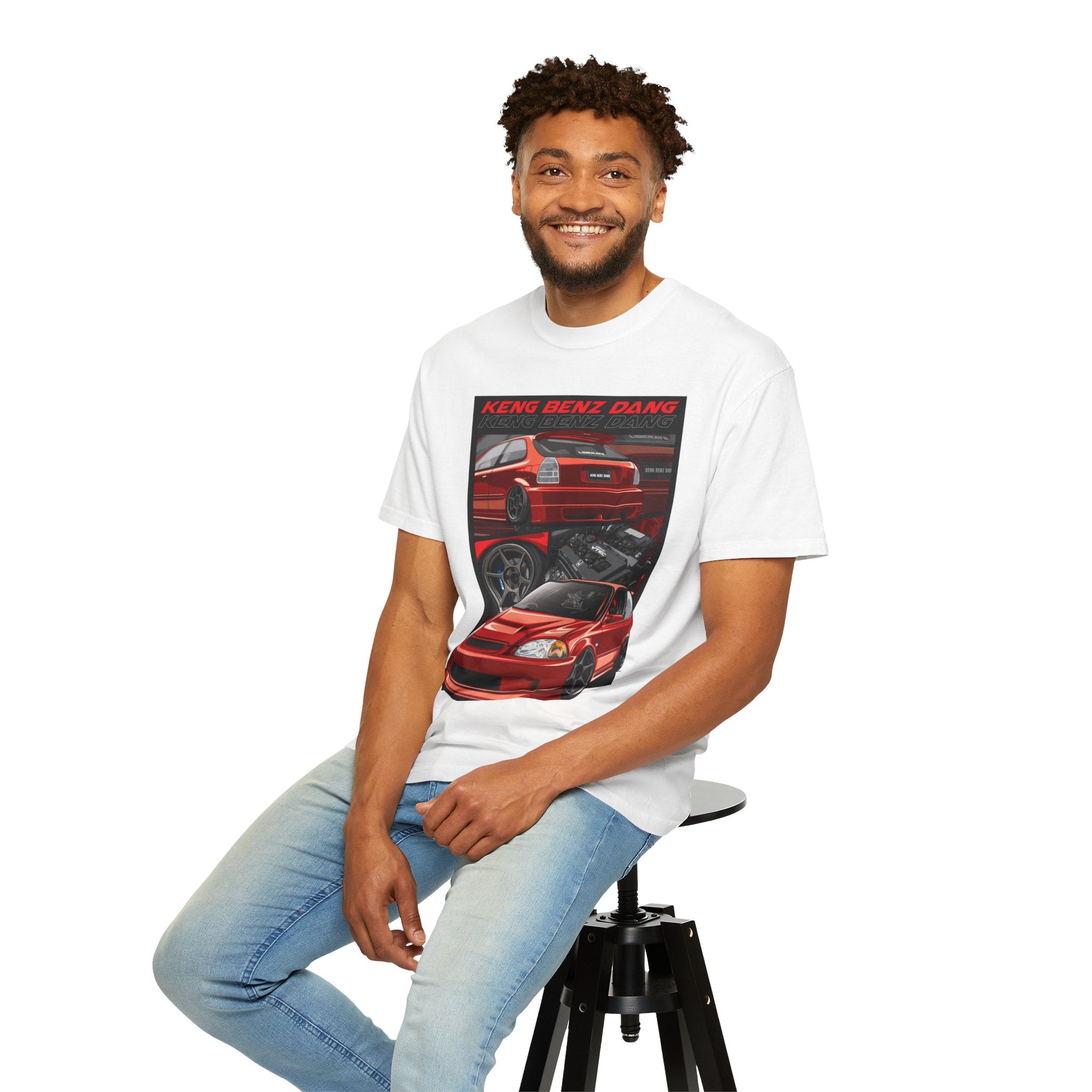 Car Enthusiast T-Shirt — "Keng Benz Dang" Red Sports Car Graphic