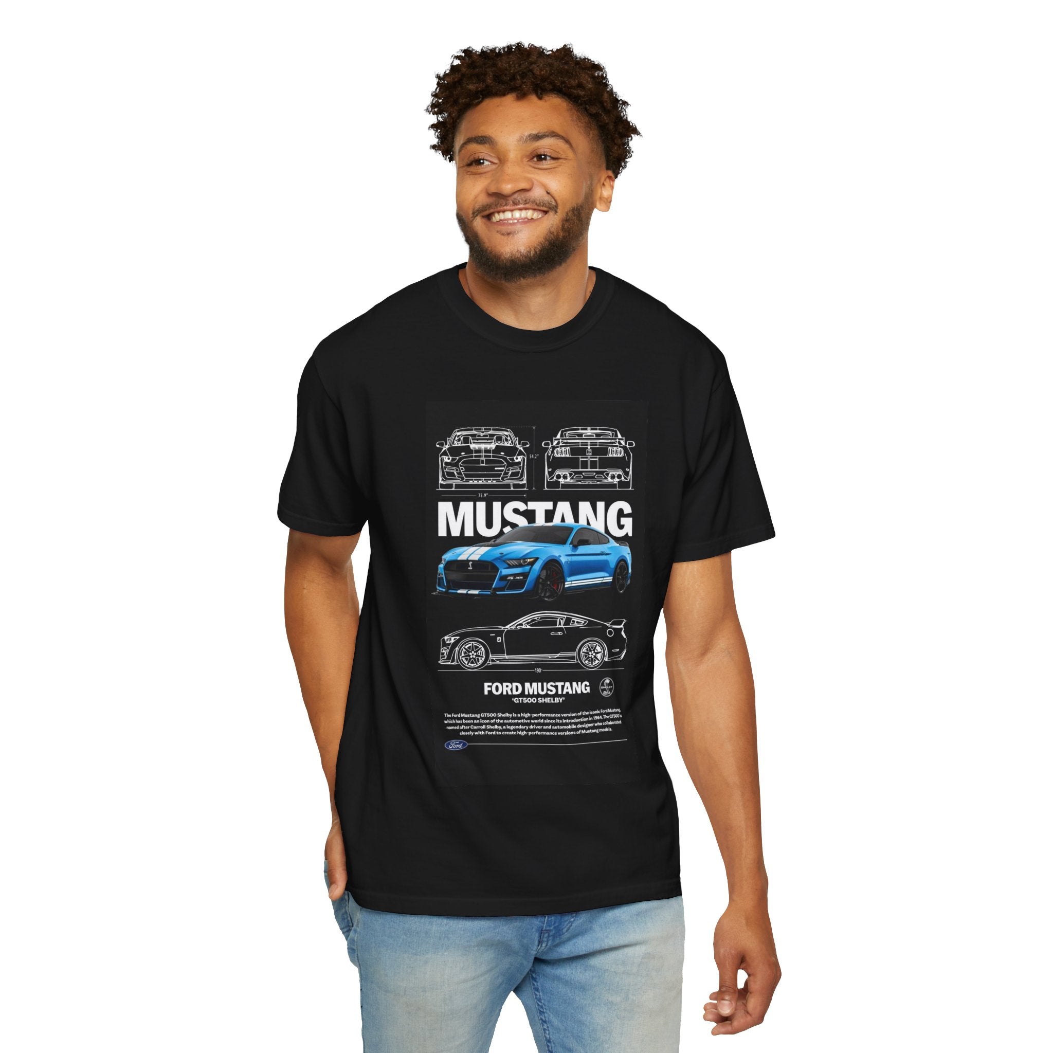 Mustang Blueprint T-Shirt — Vintage Ford Mustang Illustration Tee