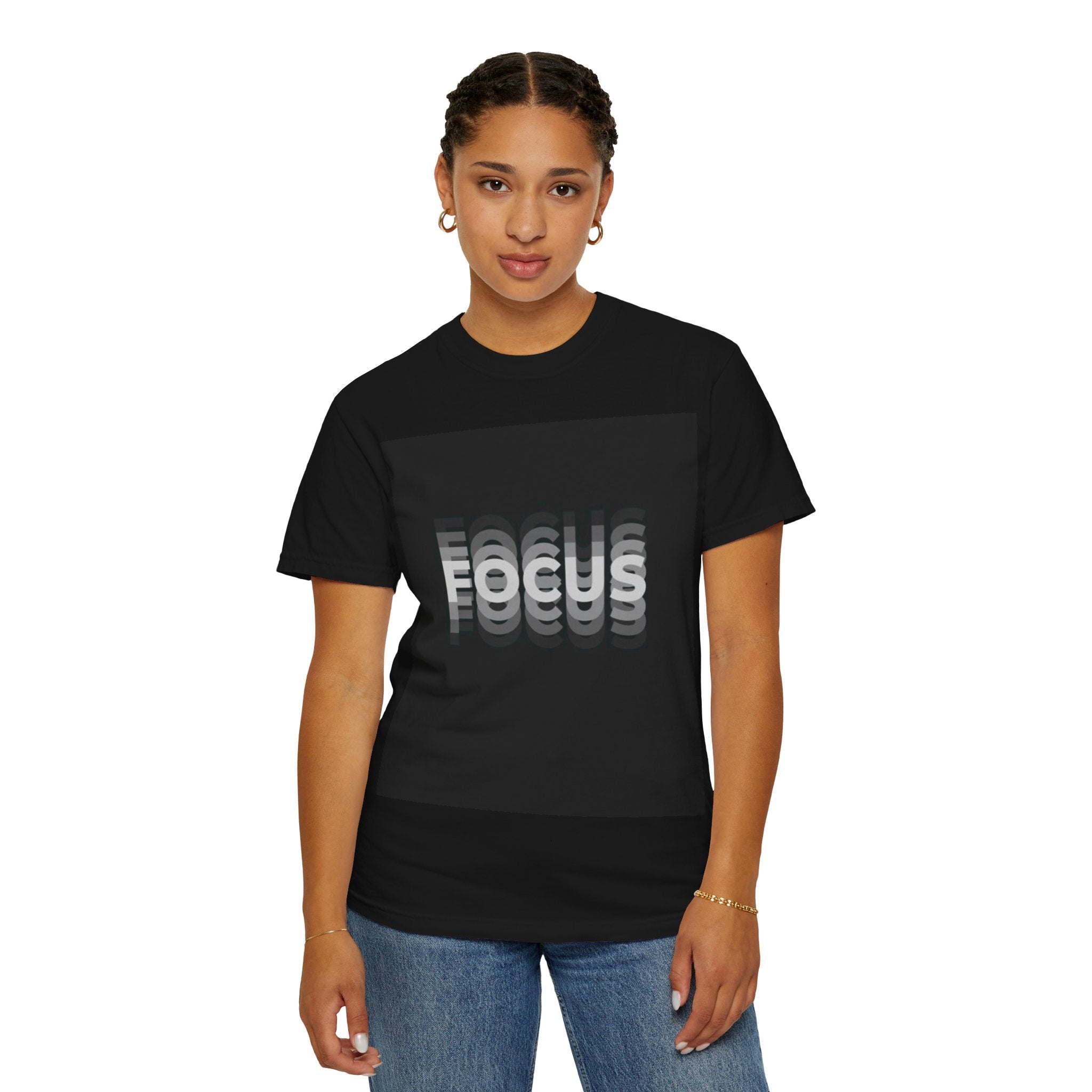 Focus Graphic T-Shirt — Minimal Black Motivational Tee