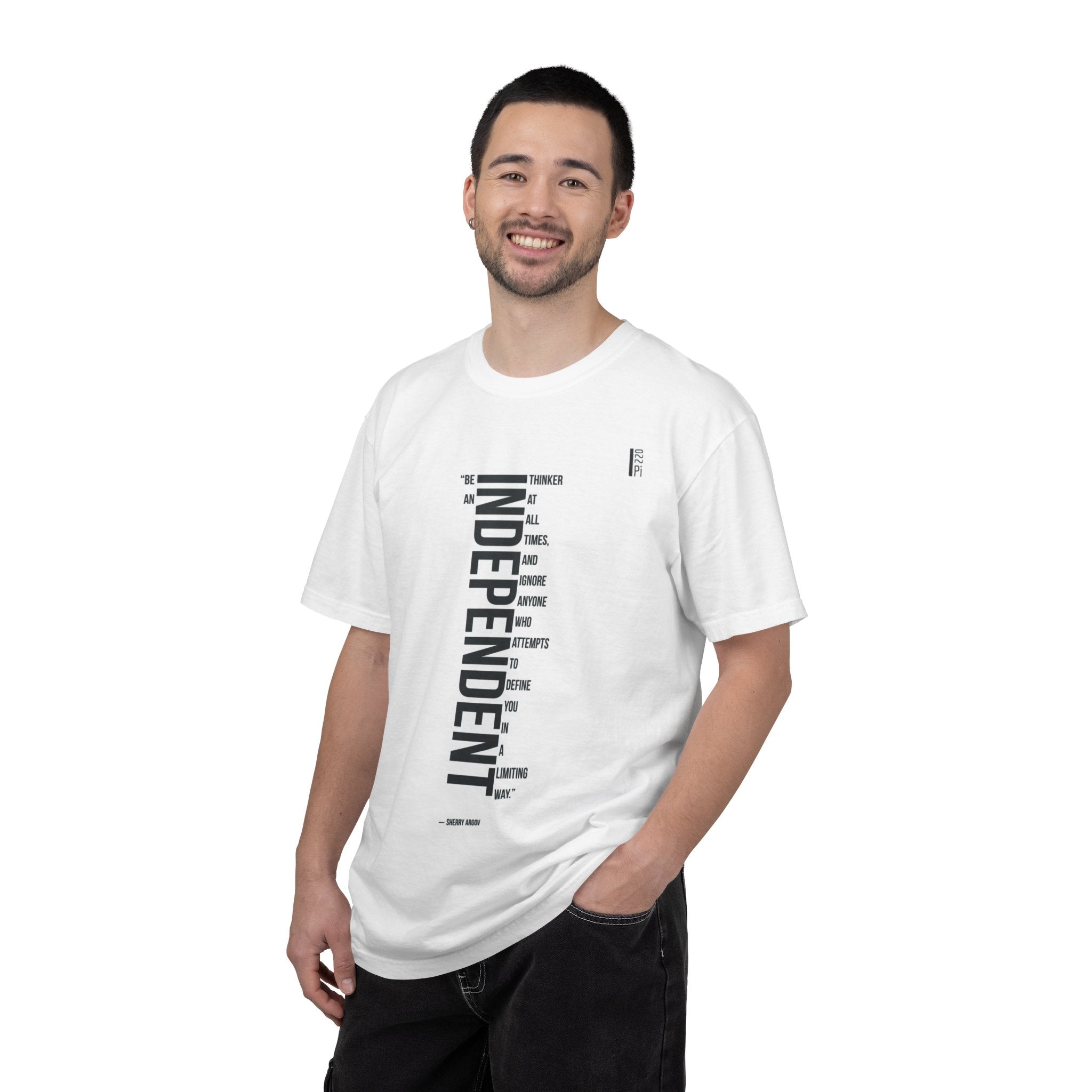 Independent Vertical Text Tee — "INDEPENDENT" Graphic T-Shirt
