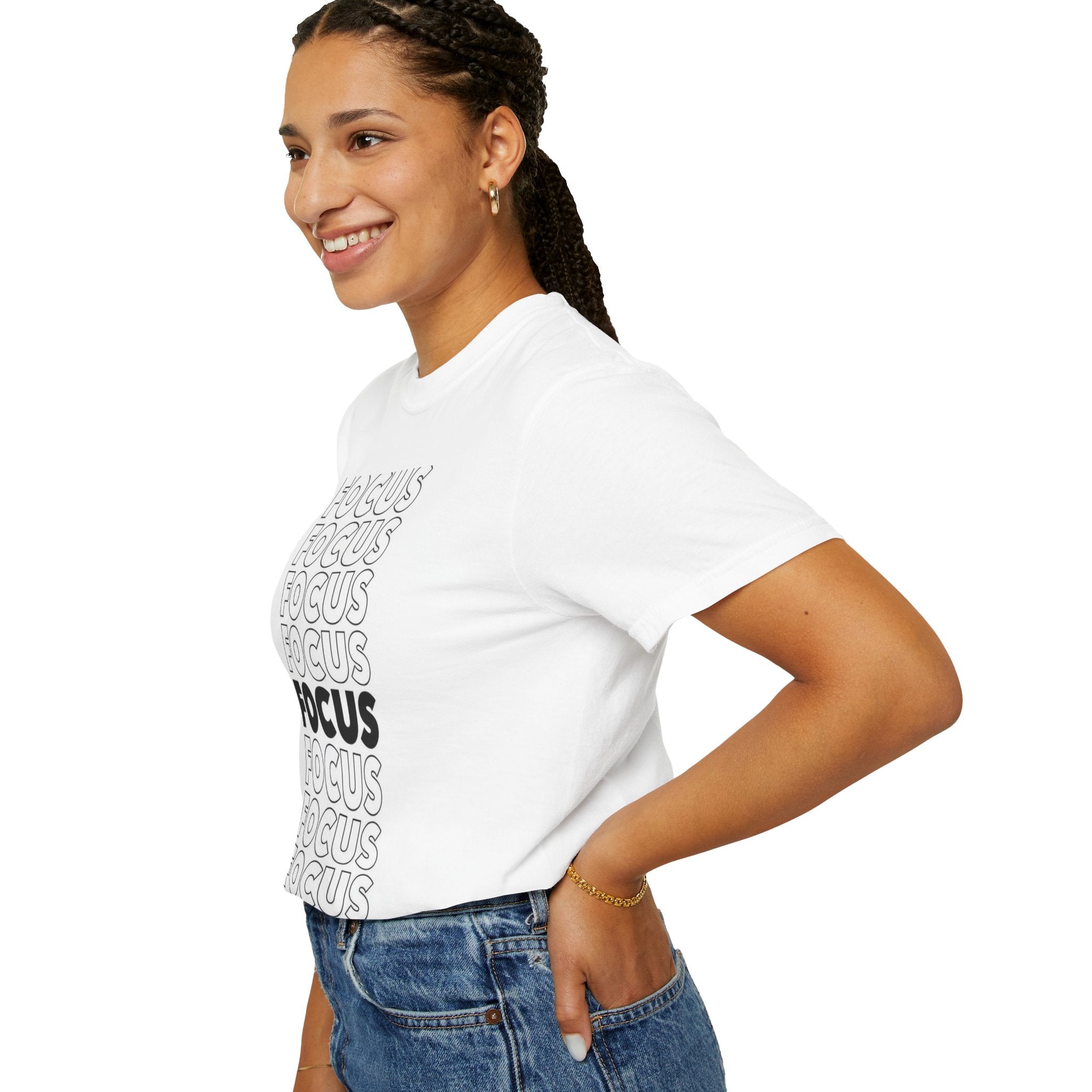 Focus Repetition T-Shirt — Motivational Graphic Tee ("Focus")