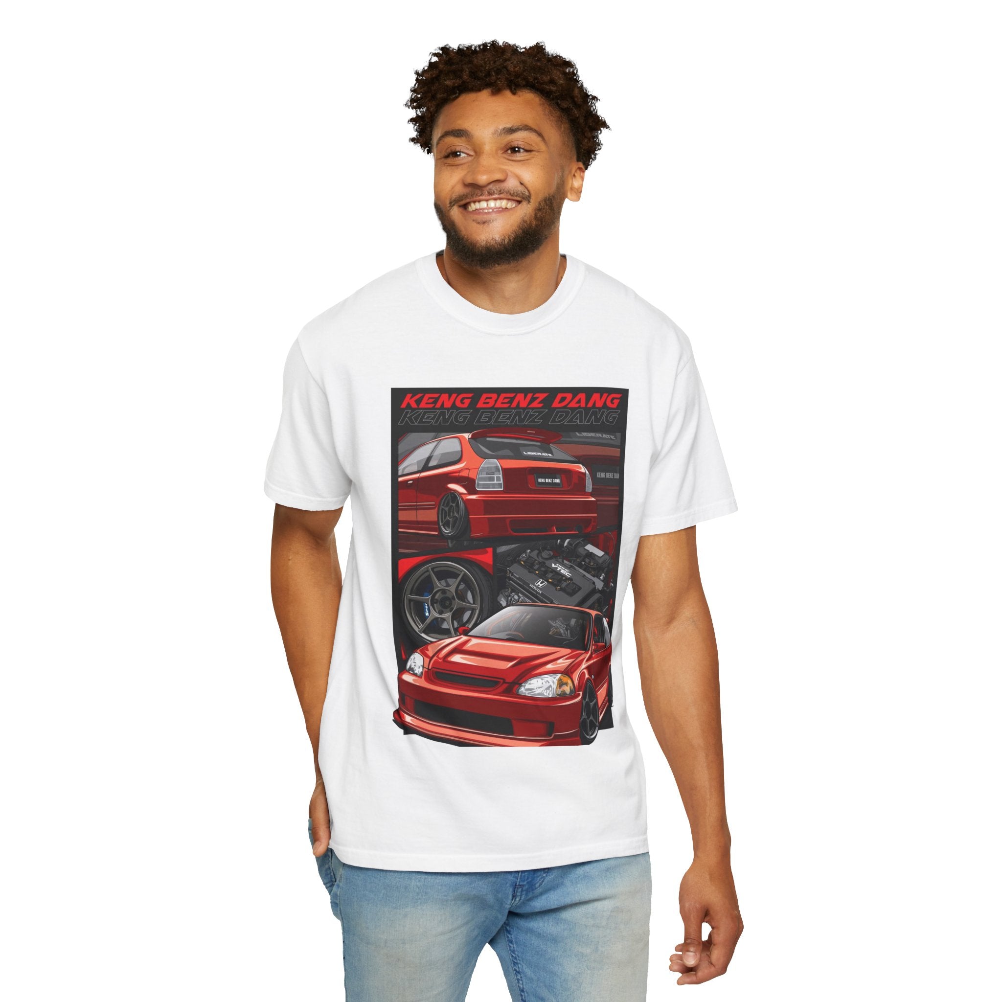 Car Enthusiast T-Shirt — "Keng Benz Dang" Red Sports Car Graphic