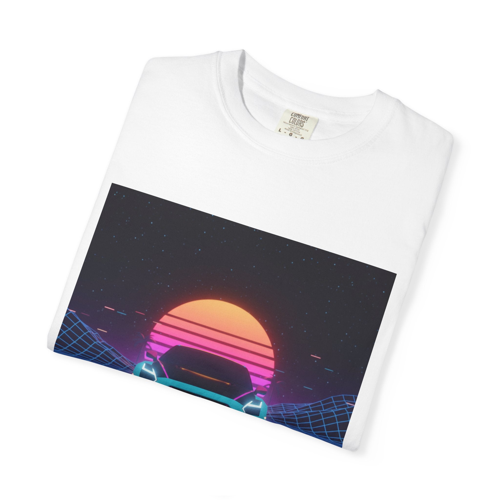 Retro Sunset Sports Car T-Shirt — Vaporwave Neon Drive Graphic Tee
