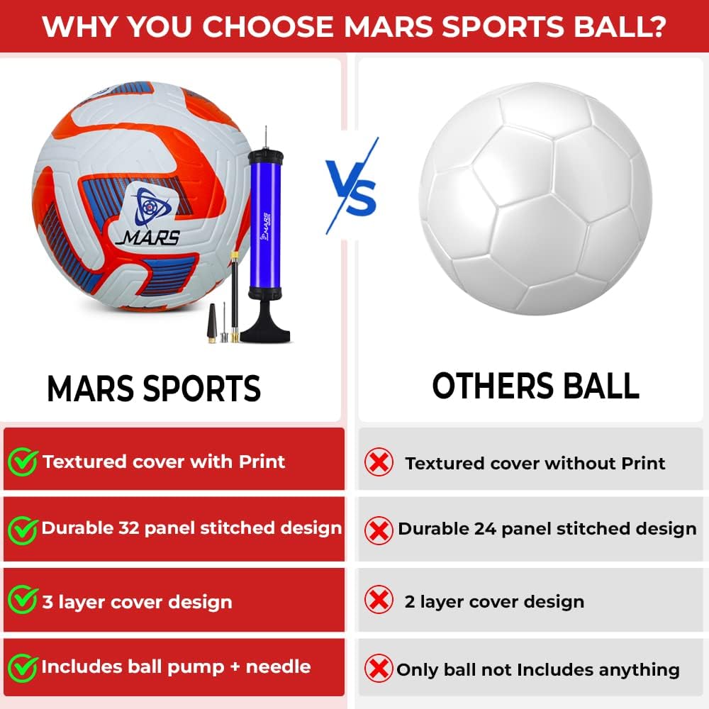 Mars Sports Football Soccer Ball with Air Pump & Accessories