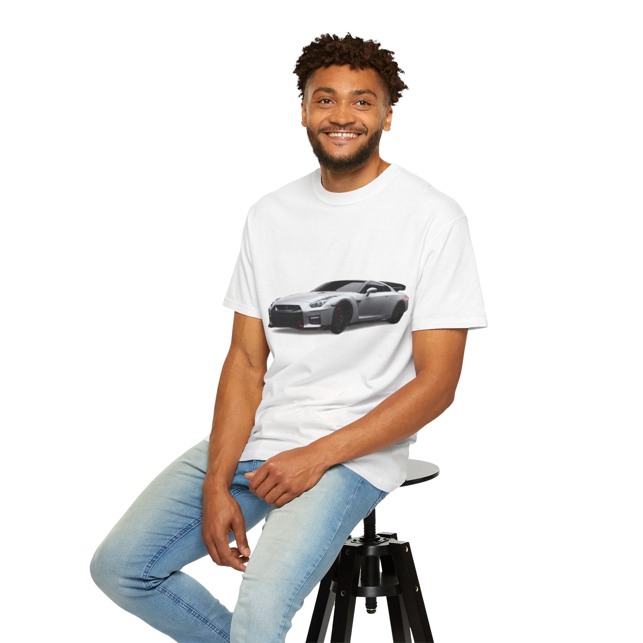 Car Enthusiast T-Shirt — Silver Sports Car Graphic with “WHOLENESS” Back Print