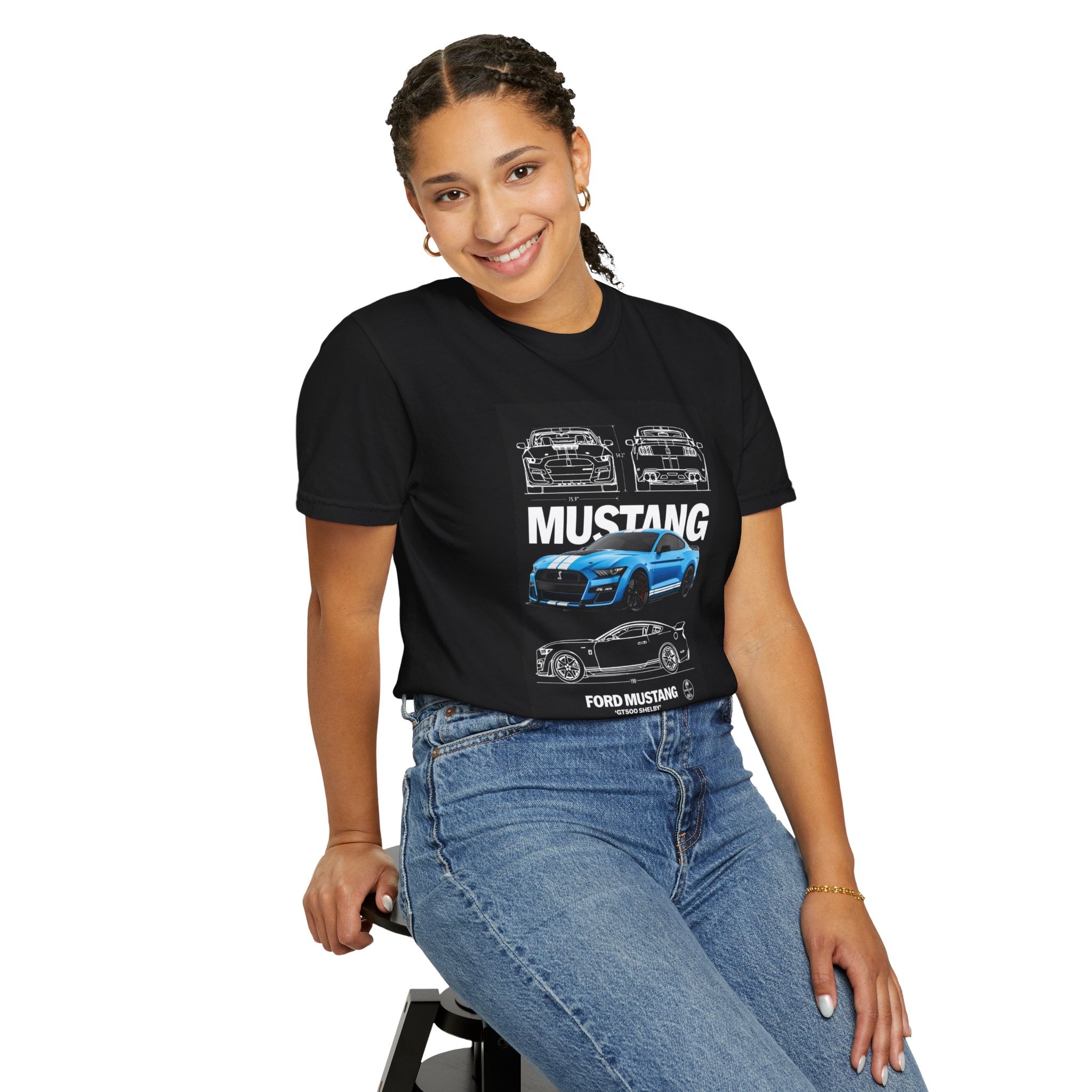 Mustang Blueprint T-Shirt — Vintage Ford Mustang Illustration Tee