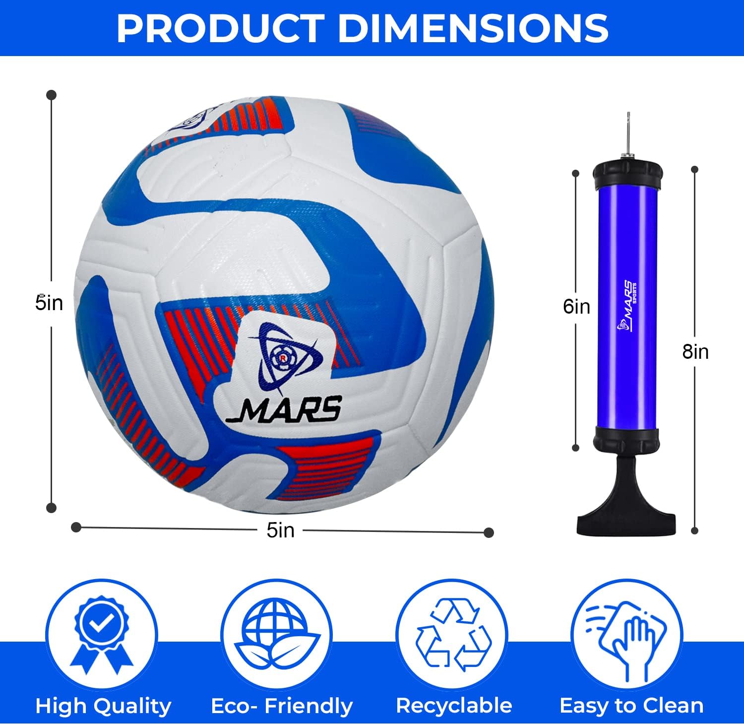 Mars Sports Football Soccer Ball with Air Pump & Accessories