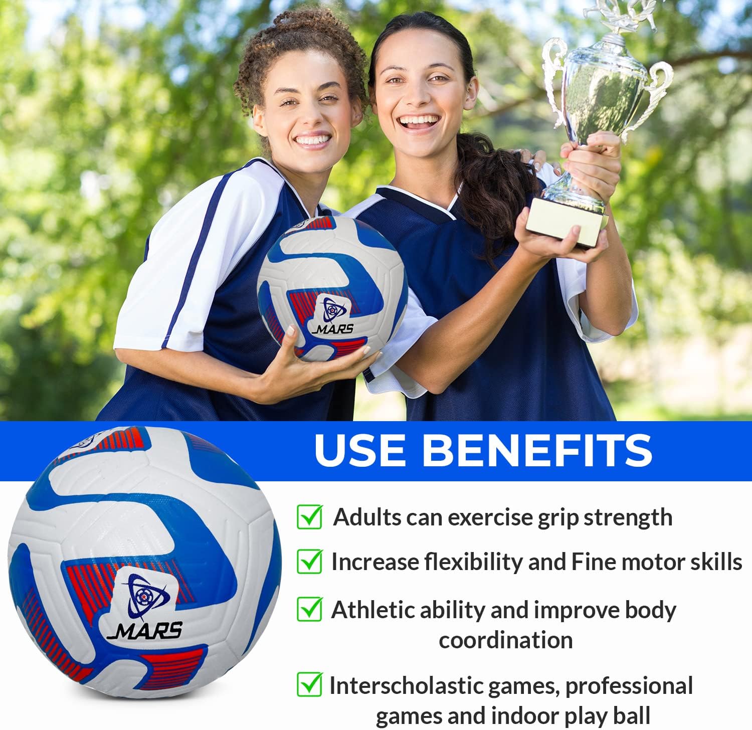 Mars Sports Football Soccer Ball with Air Pump & Accessories
