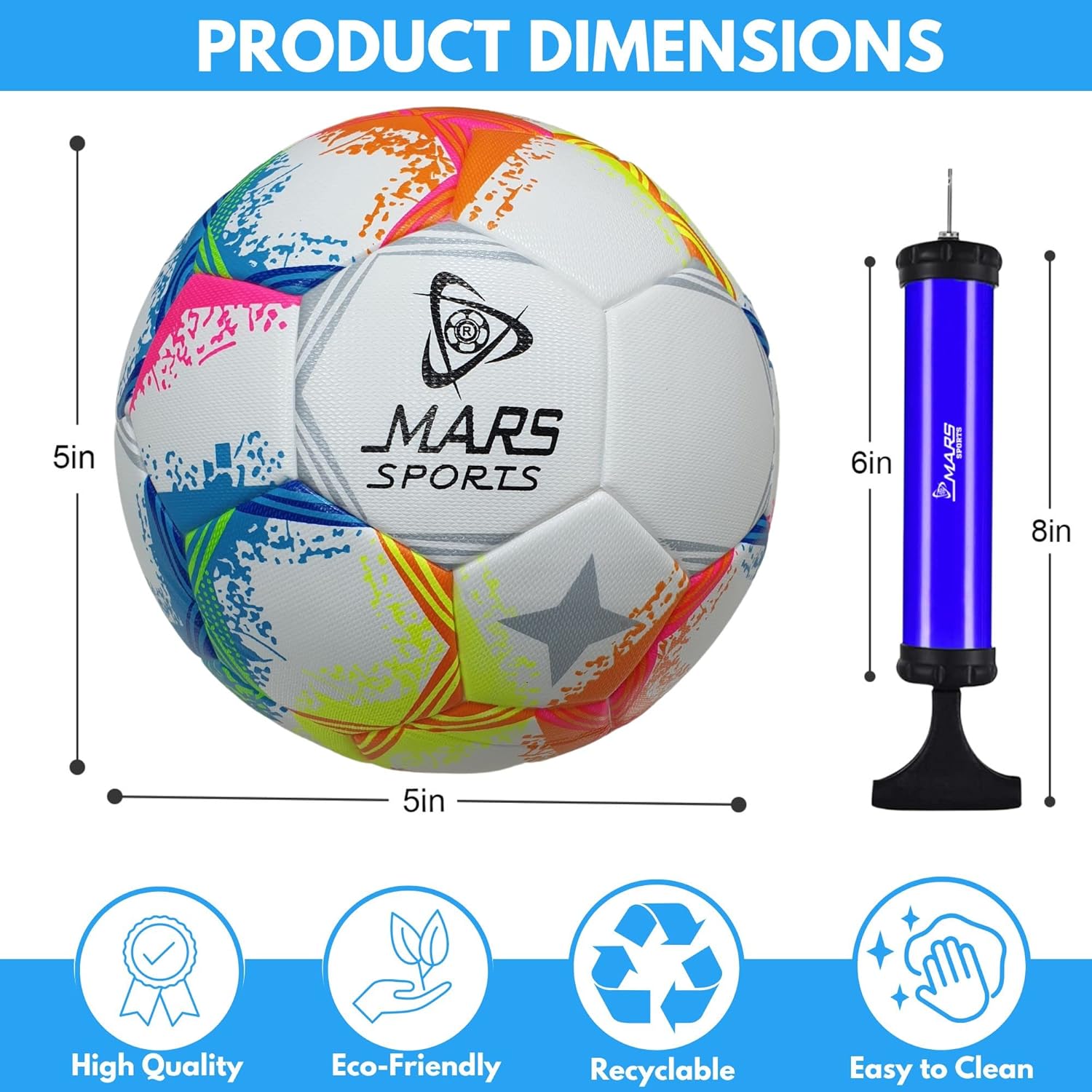 Mars Sports Football Soccer Ball with Air Pump & Accessories